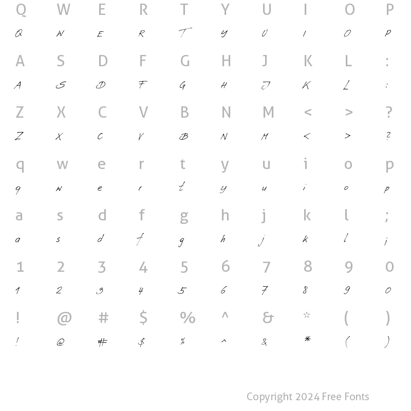 Character Map of Ammer Handwriting Web