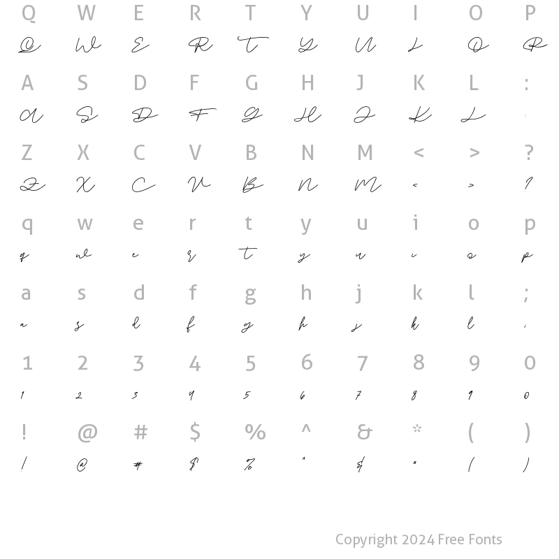 Character Map of Amodia Charlote Regular Regular