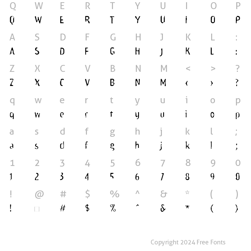 Character Map of AmoebiaRain Medium