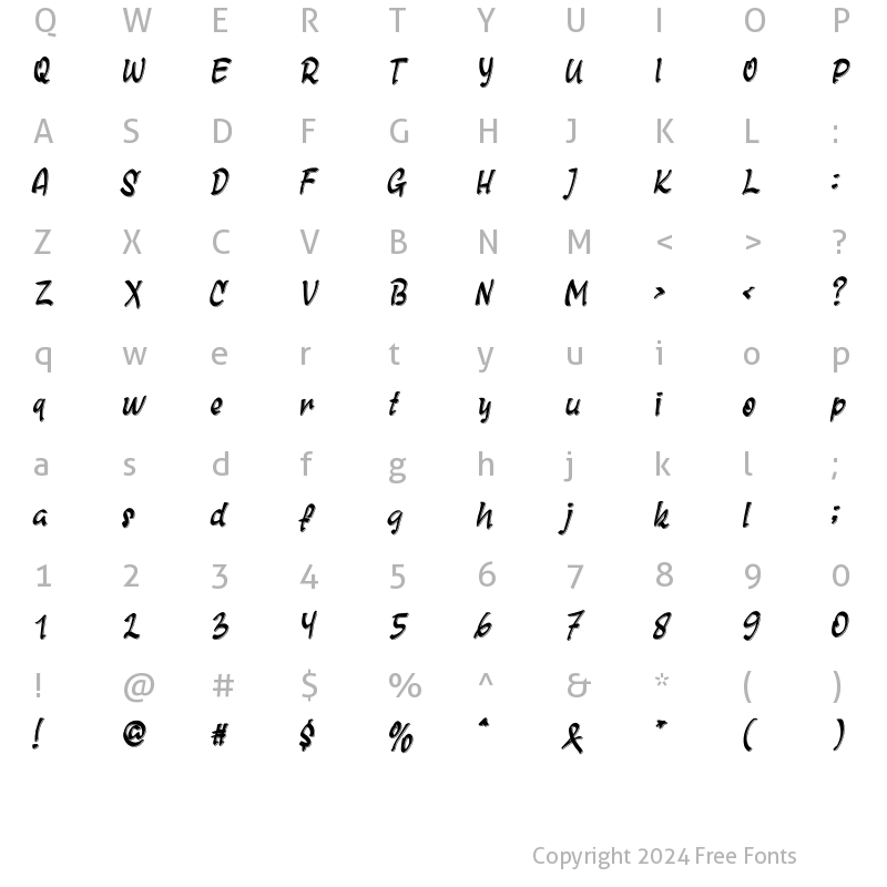 Character Map of Amolea Sweety Regular