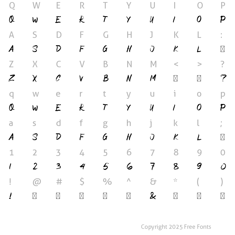 Character Map of Amor Delova Regular