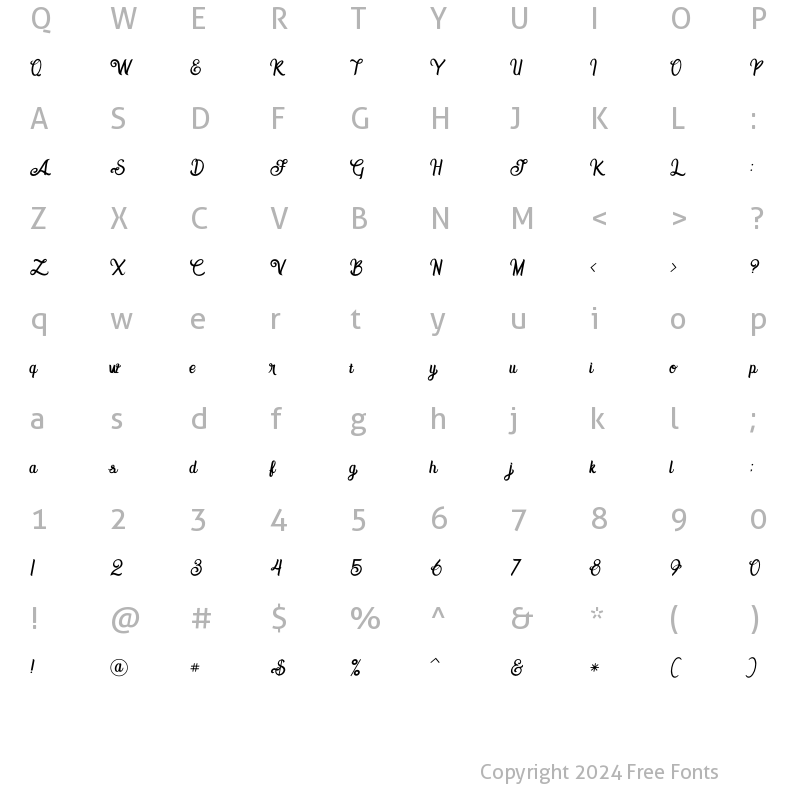 Character Map of Amora 2 Bold Bold