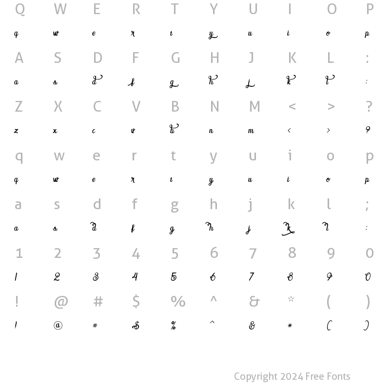 Character Map of Amora 2 Glypth Bold Glypth Bold