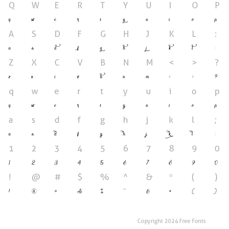 Character Map of Amora 2 Glypth Glypth