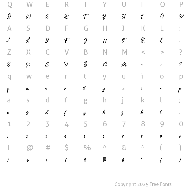 Character Map of Amore Eiffel Regular