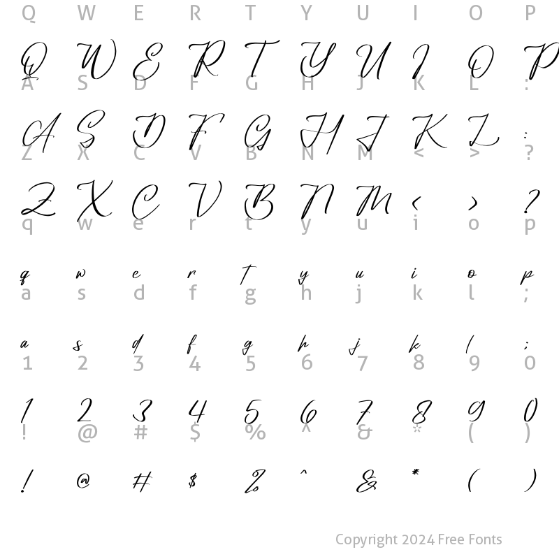 Character Map of Amorillan Orgendam Regular