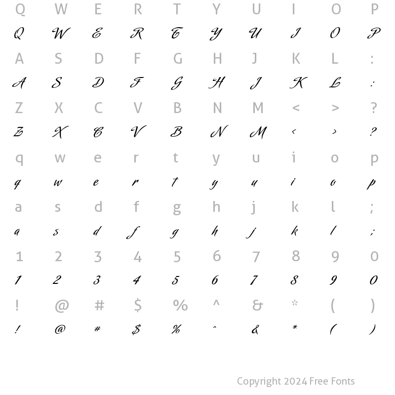 Character Map of Amorinda Alternates Regular