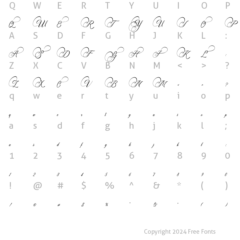 Character Map of Amorista Regular