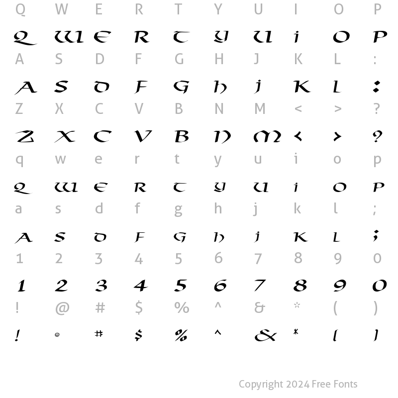 Character Map of AmorosoSCapsSSK Regular