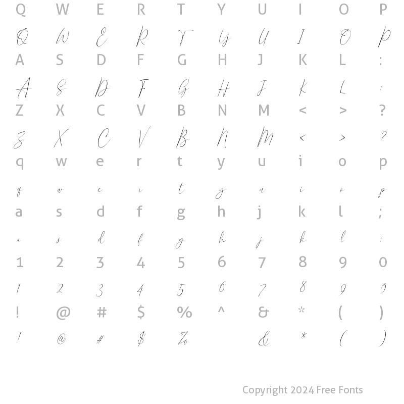 Character Map of Amounts slant Regular