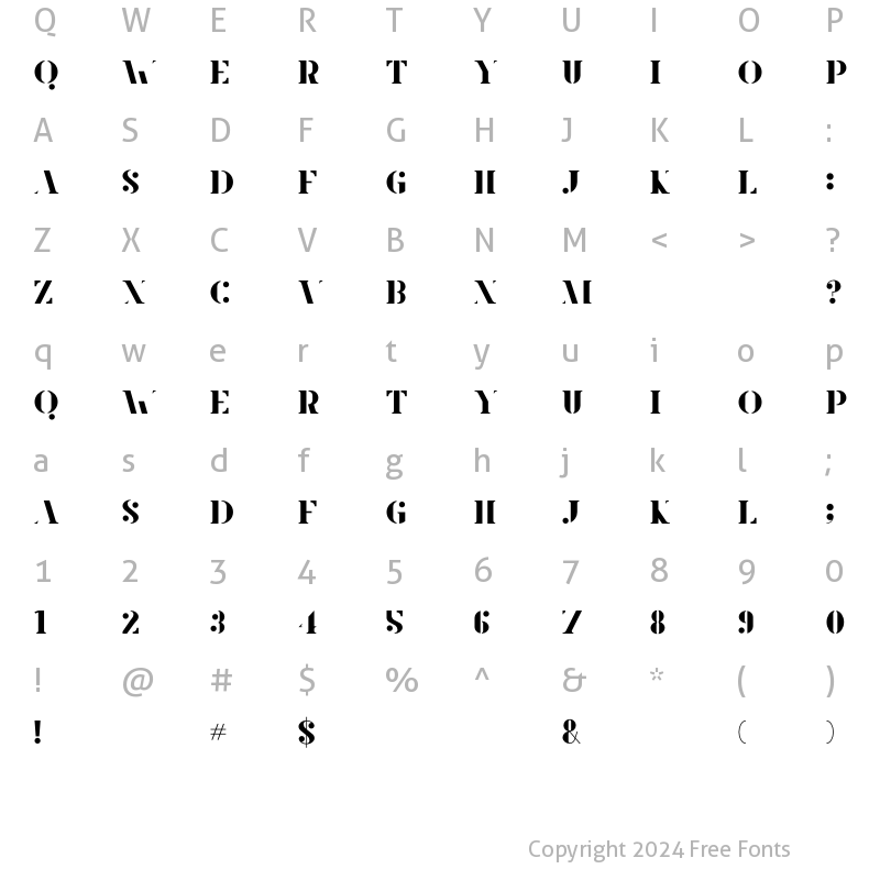 Character Map of Amphi Stencil