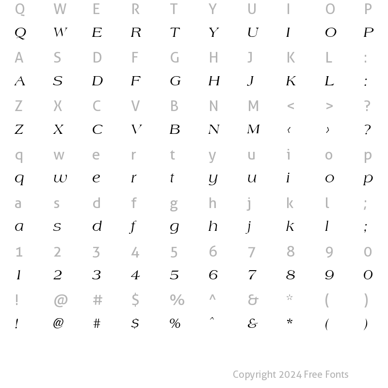 Character Map of Amphion Italic