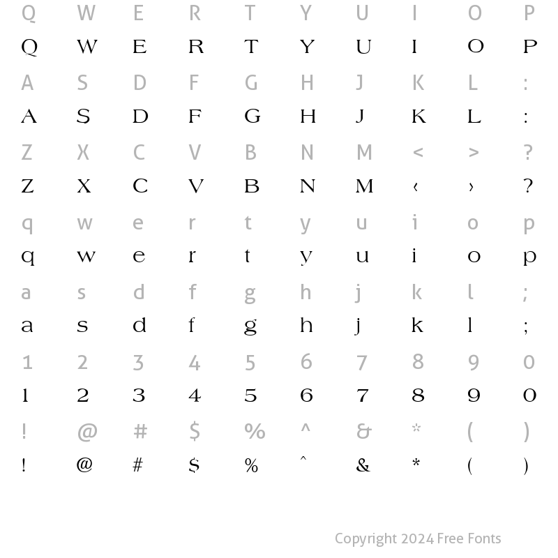 Character Map of Amphion Regular