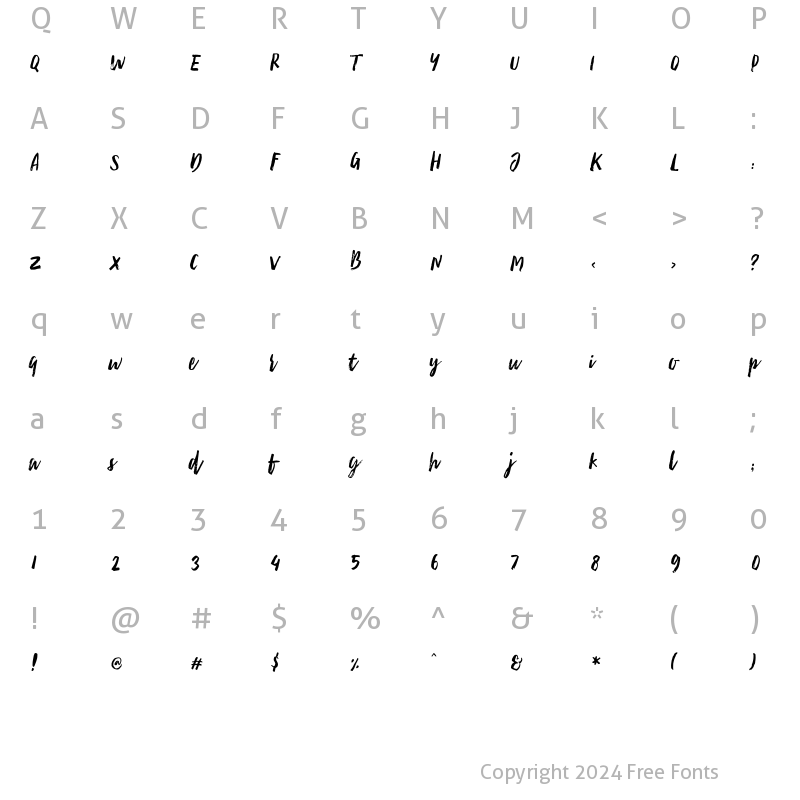 Character Map of Ample Script Regular