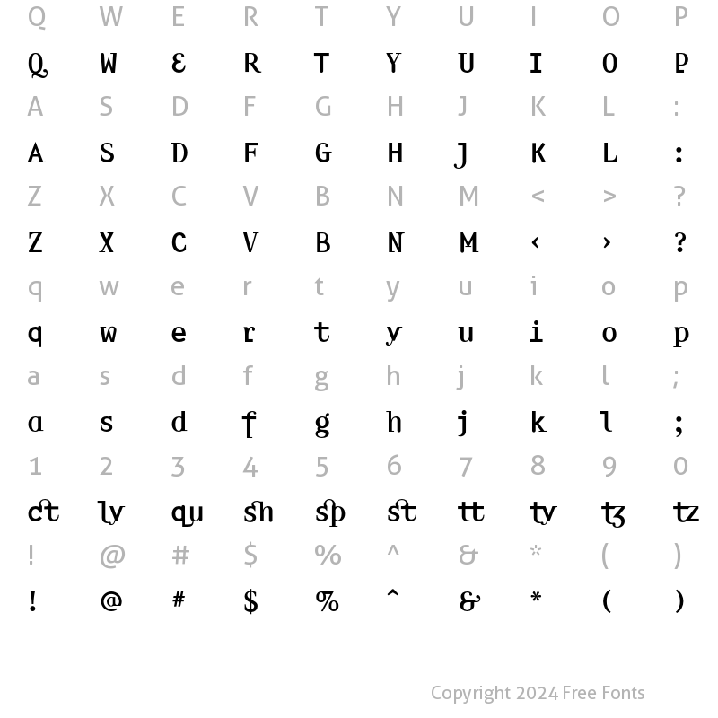 Character Map of Amplifier LightLigatures Regular