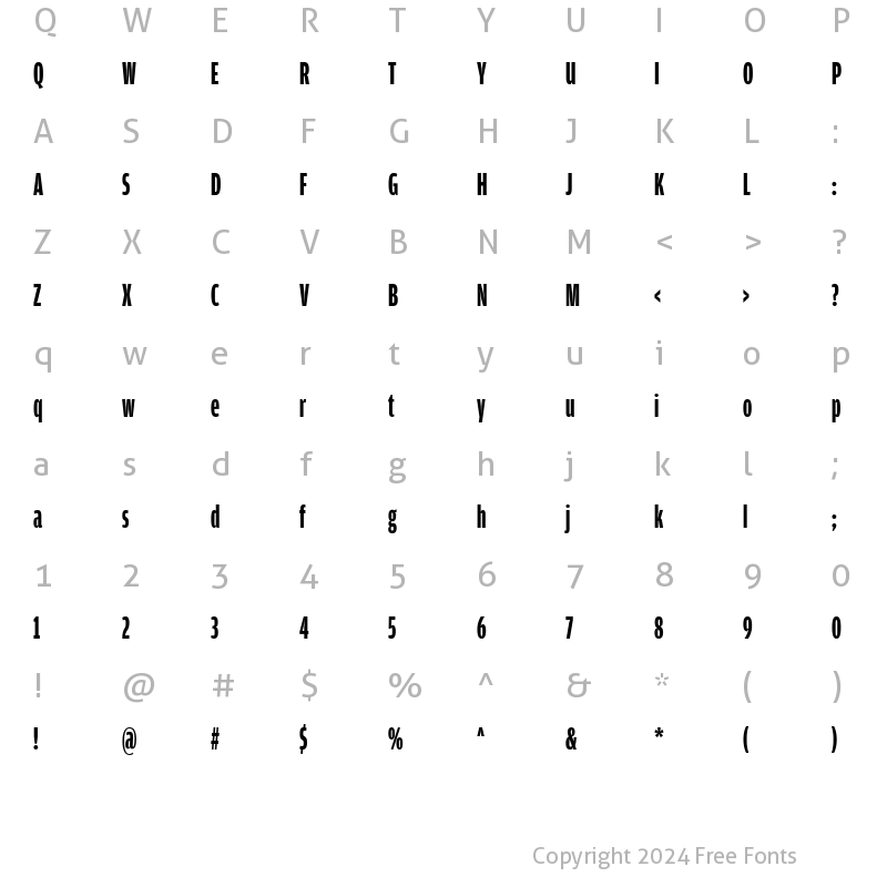 Character Map of AmplitudeExtraComp-Bold Regular