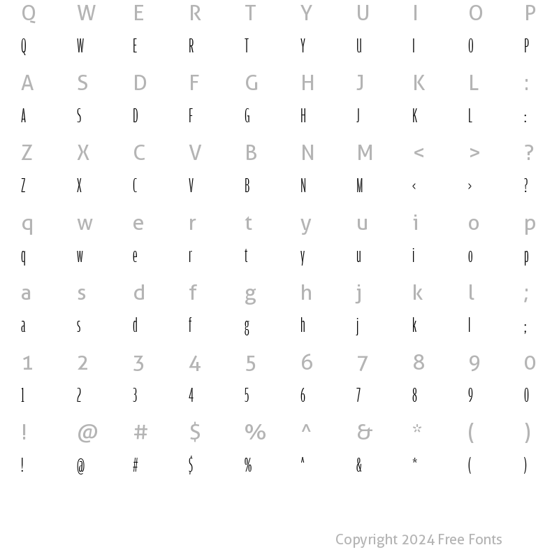 Character Map of AmplitudeExtraComp-Light Regular