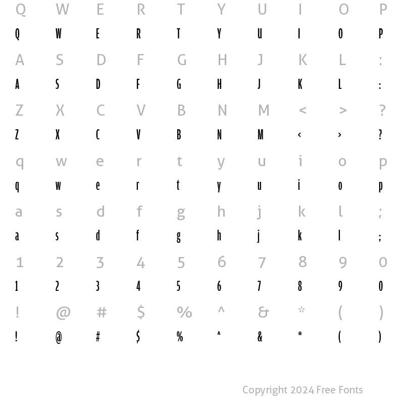 Character Map of AmplitudeExtraComp-Medium Regular