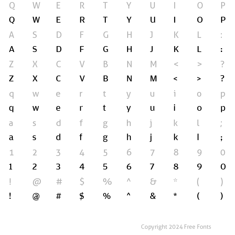 Character Map of AmplitudeWide-Regular Regular