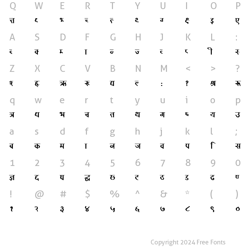 Character Map of Amrit Kuruti7 Regular