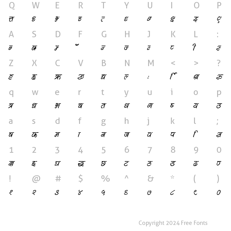 Character Map of Amrit Regular