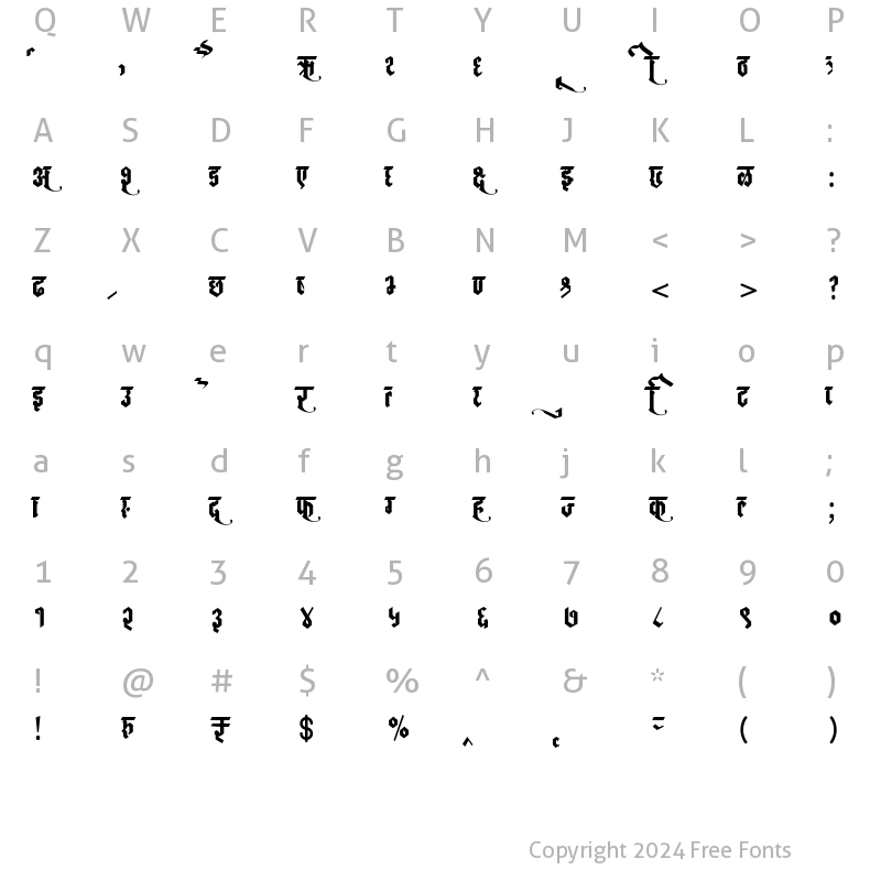 Character Map of AMS GeoScript Regular