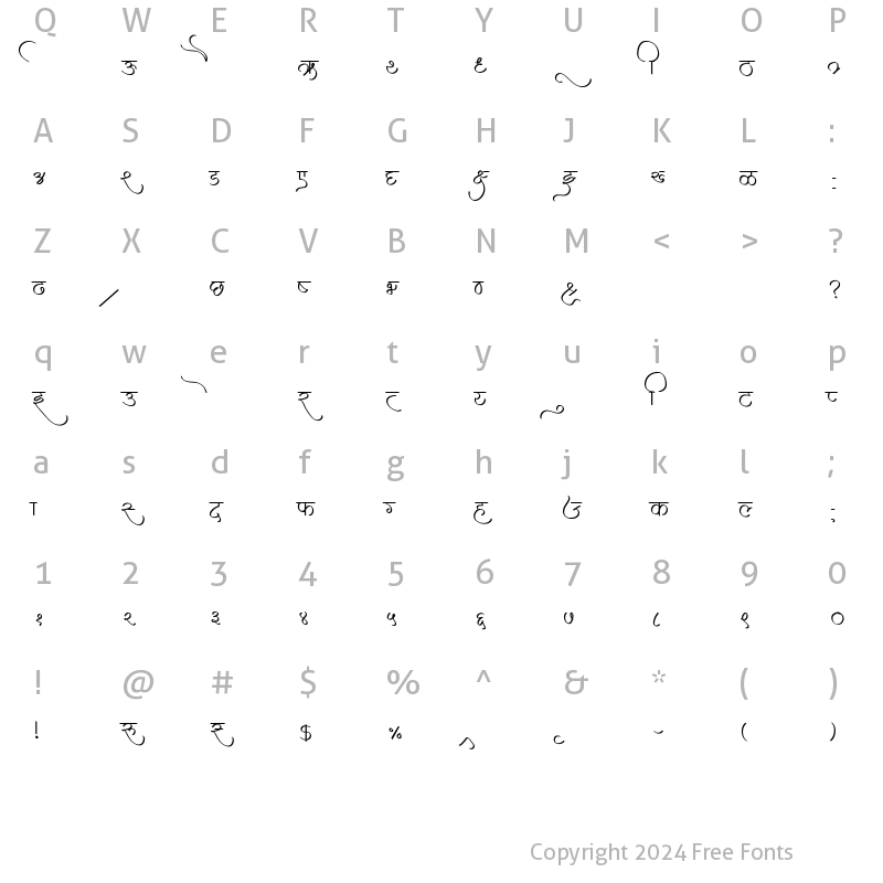 Character Map of AMS Indu Regular