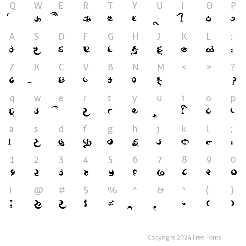 Character Map of AMS Jambo Regular