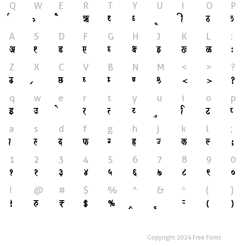 Character Map of AMS Jiwan Regular