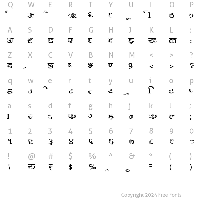 Character Map of AMS Kesri 1 Regular