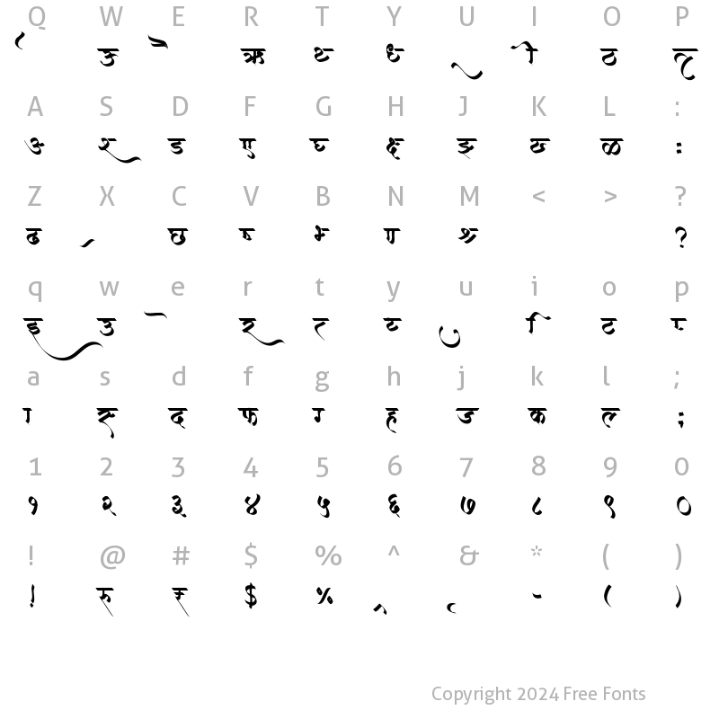 Character Map of AMS Manthan Regular