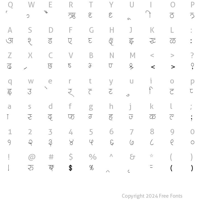 Character Map of AMS Meghna Regular