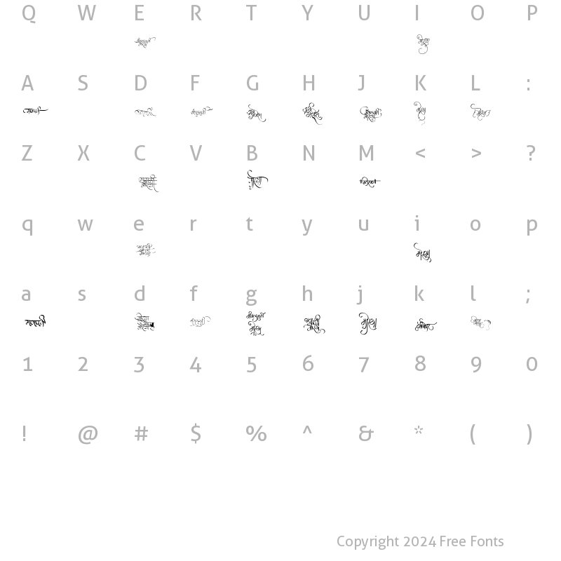 Character Map of AMS Morya 01 Regular