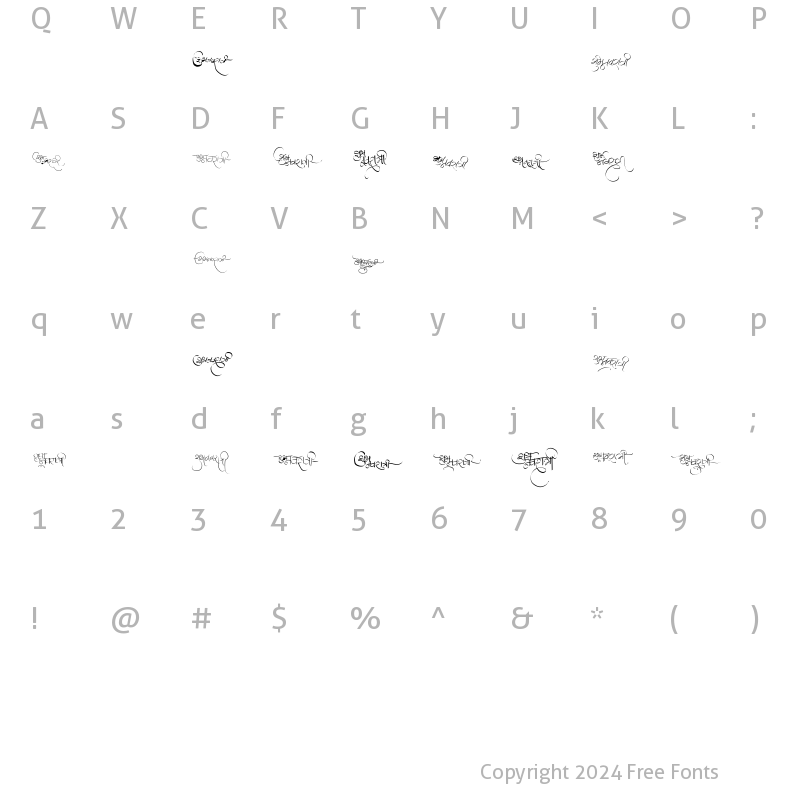 Character Map of AMS Navratri Regular