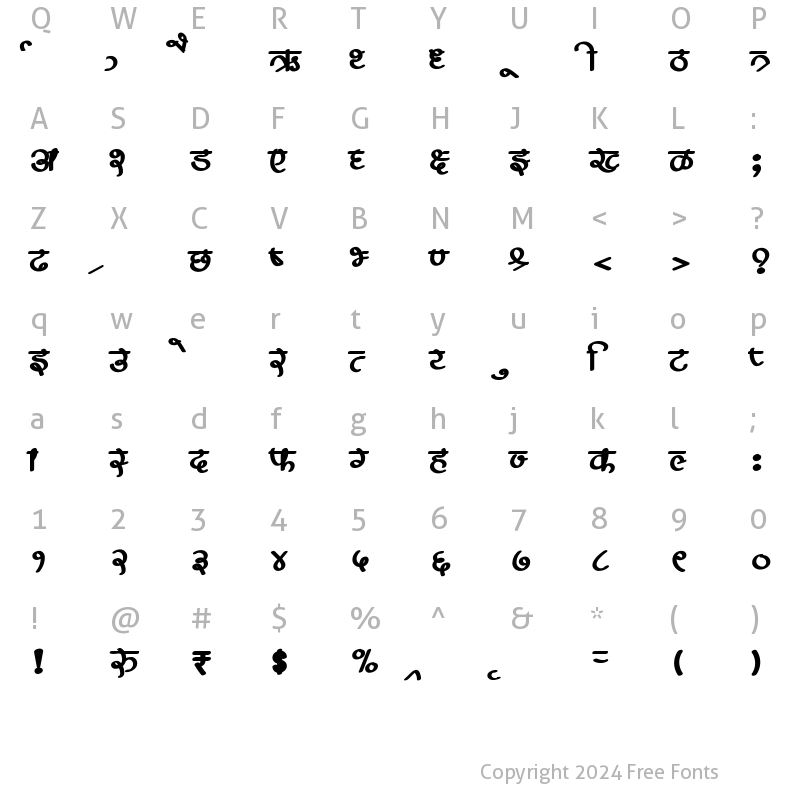 Character Map of AMS Pankaj Regular