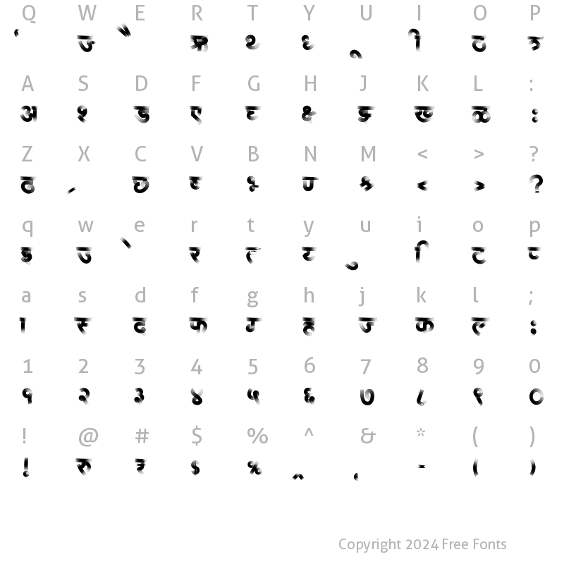 Character Map of AMS Rekha 3 Regular