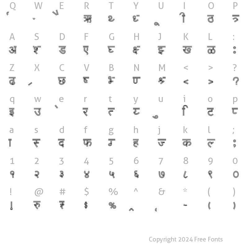 Character Map of AMS Rekha 5 Regular