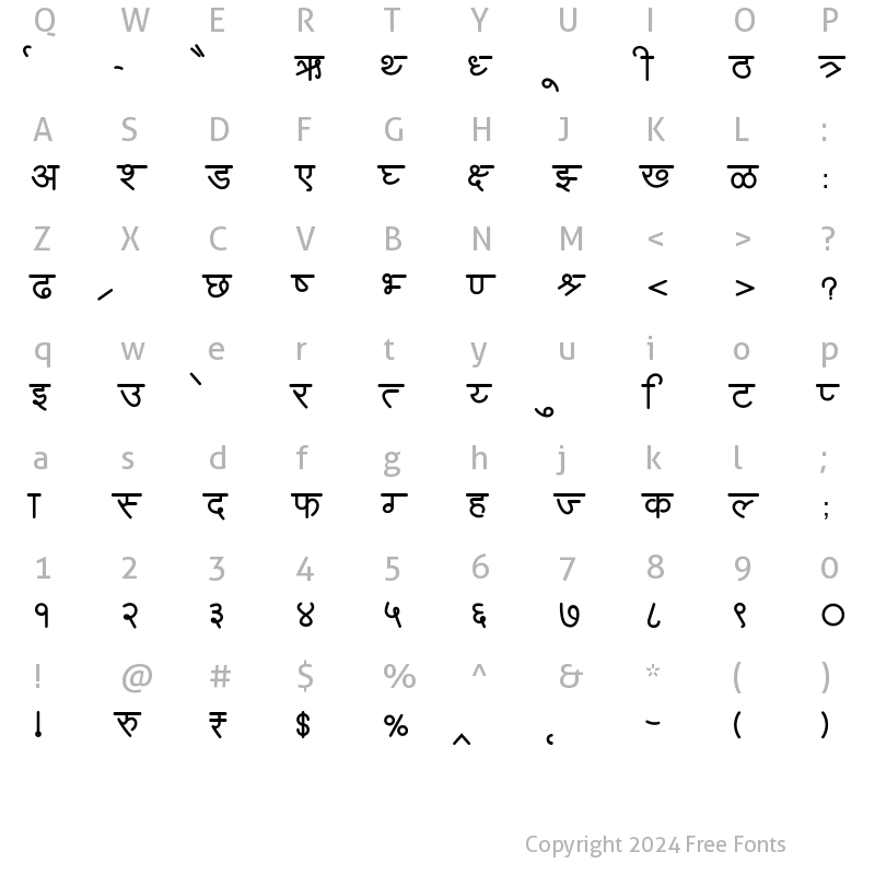 Character Map of AMS Samanya Bold Regular