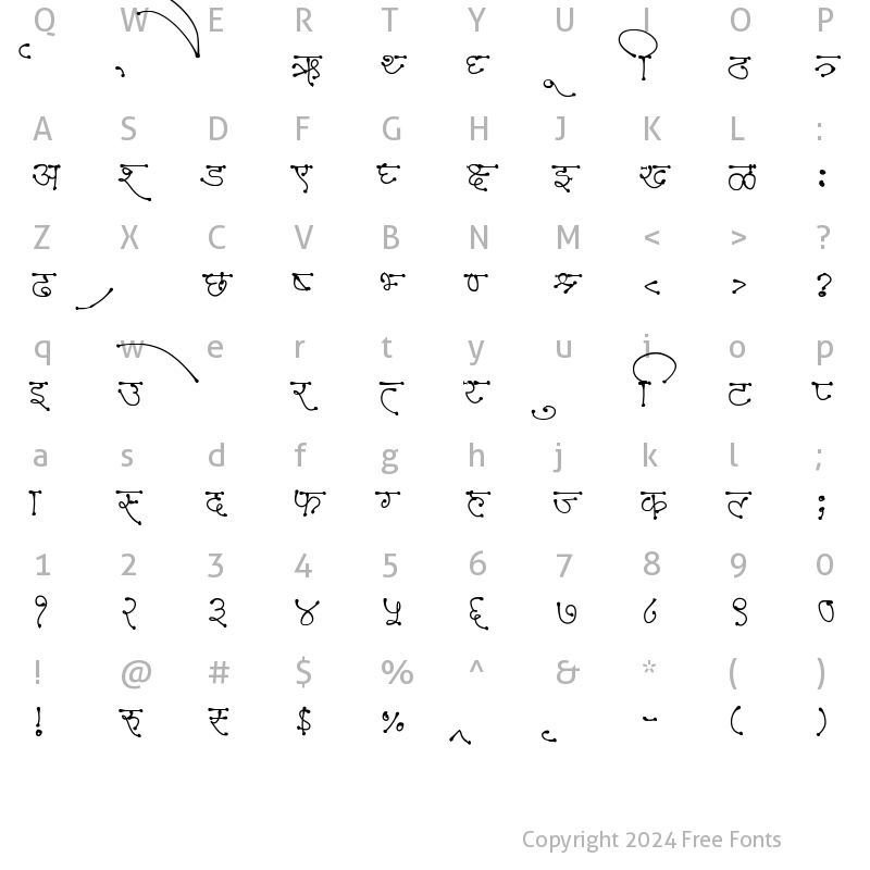 Character Map of AMS Tikiya Regular