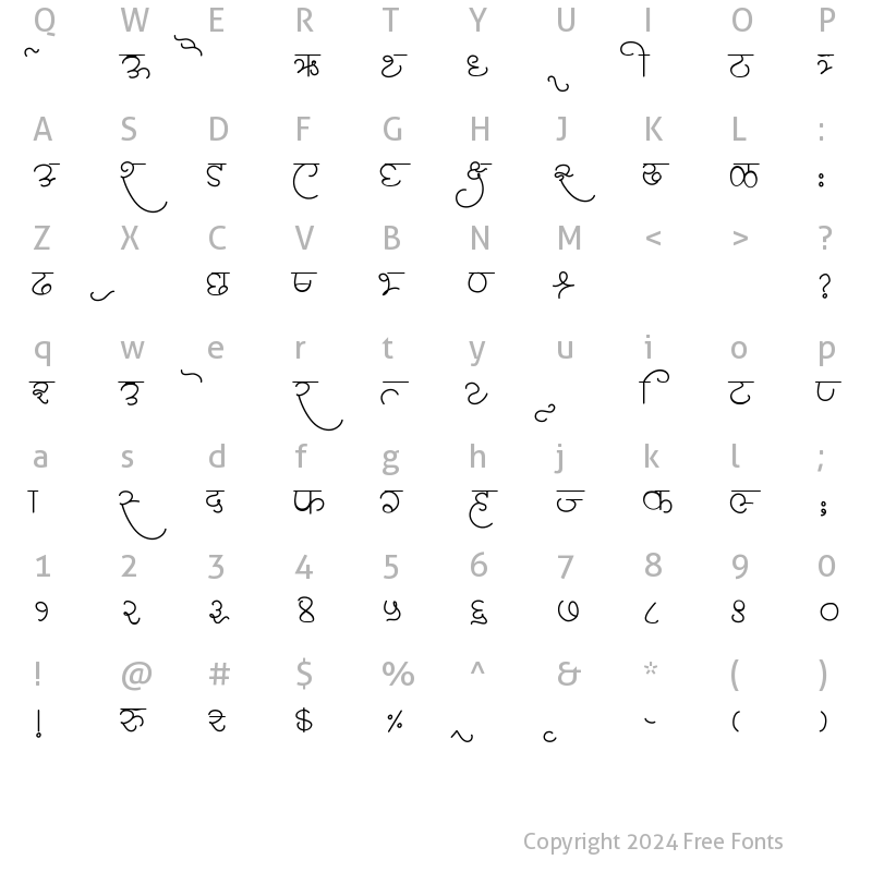 Character Map of AMS Umakant Regular