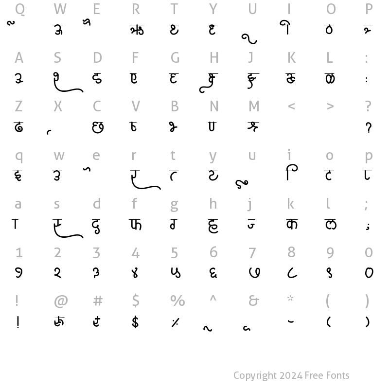 Character Map of AMS Vardan Regular