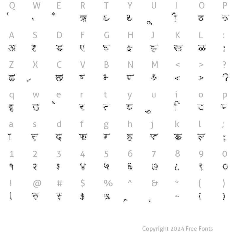 Character Map of AMS Wood Regular