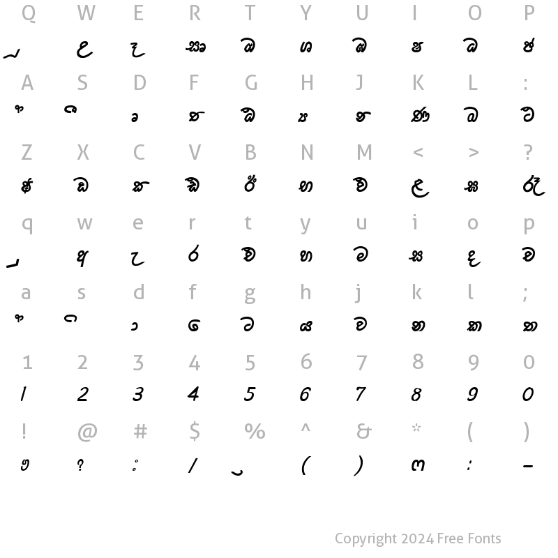 Character Map of amsHiru Normal