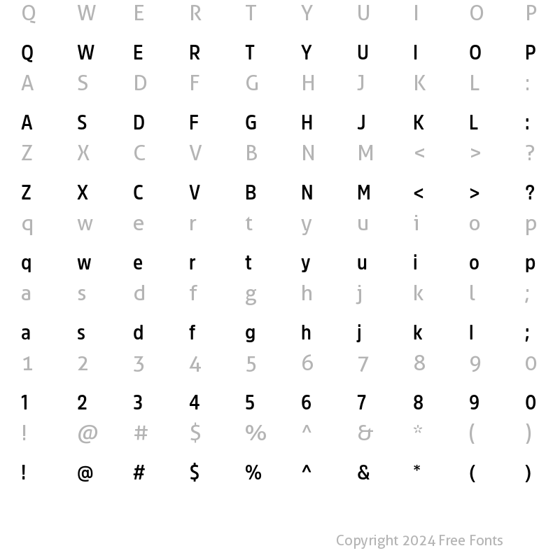 Character Map of Amsi Pro AKS Narrow W05 Semibold