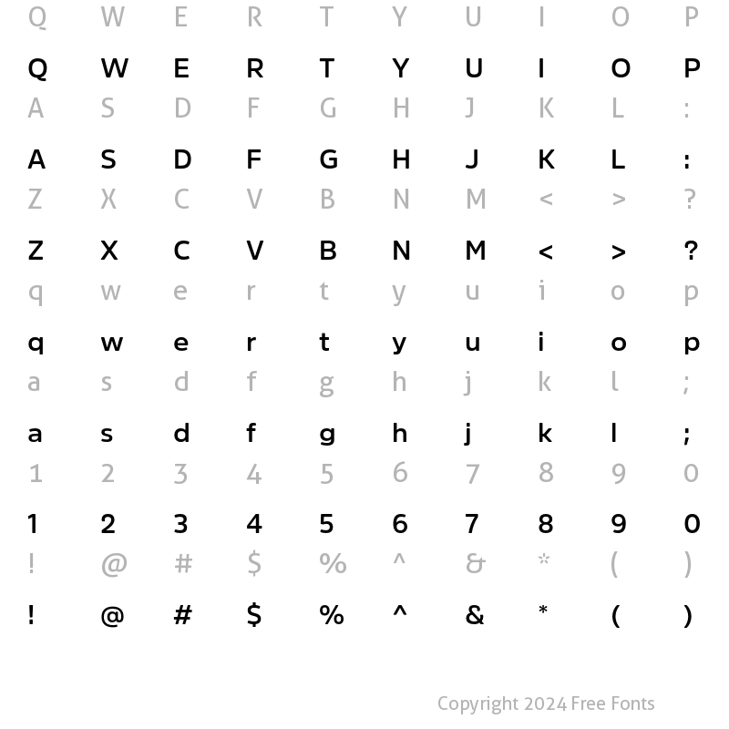 Character Map of Amsi Pro AKS Normal W03 Semibold