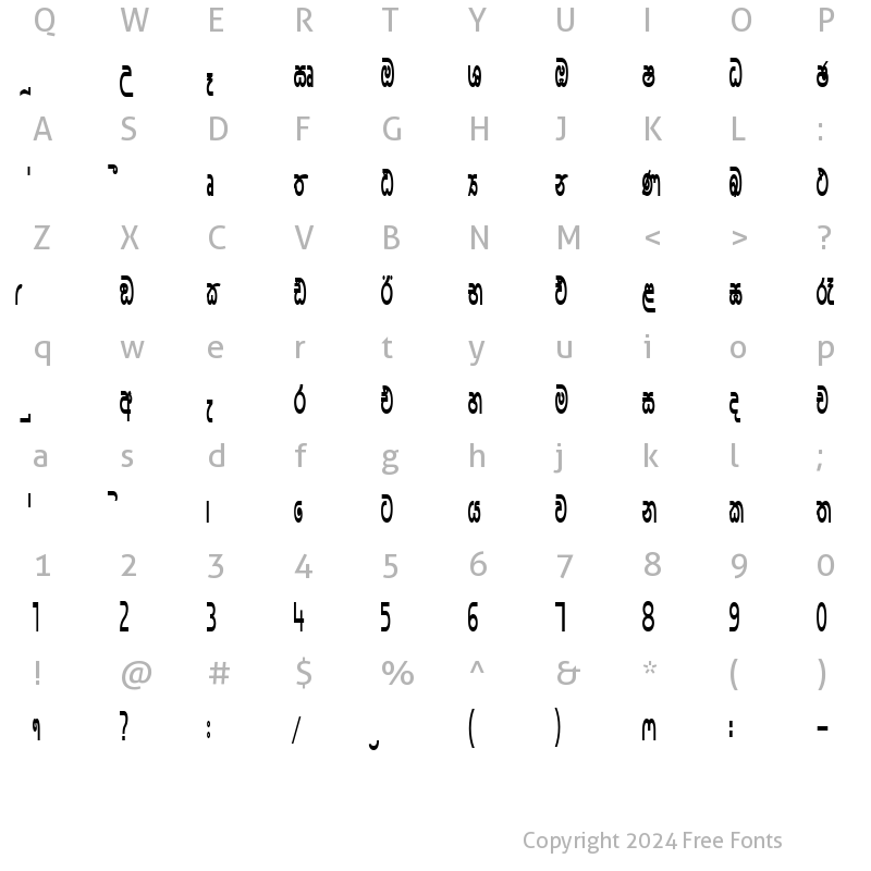 Character Map of amsKalana Normal