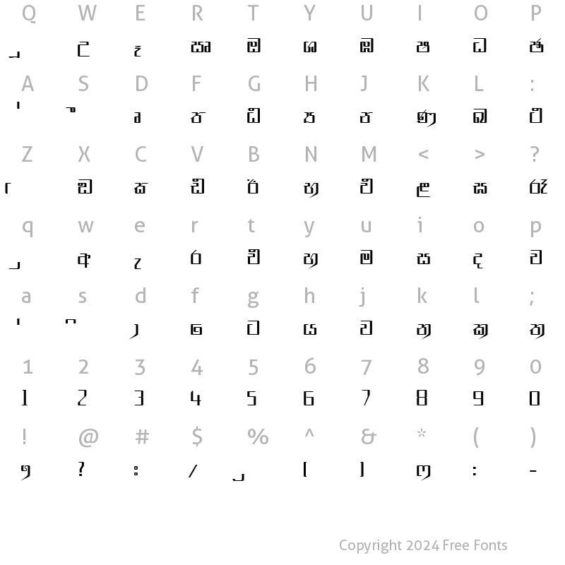 Character Map of amsSupuni Normal