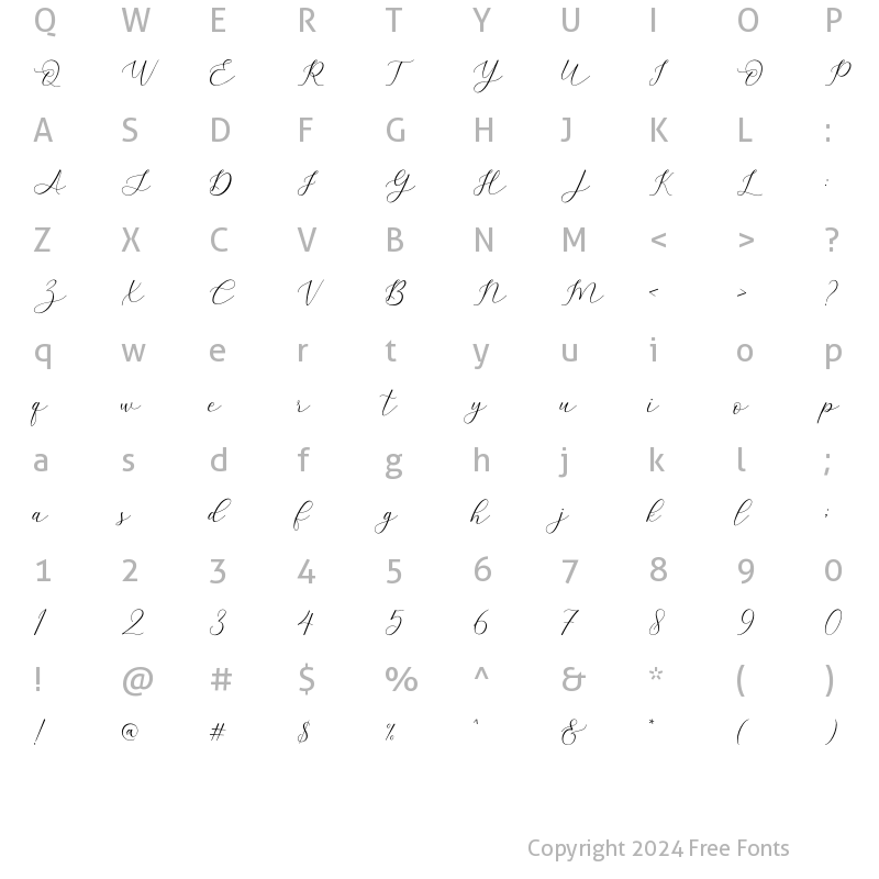 Character Map of Amstella Regular