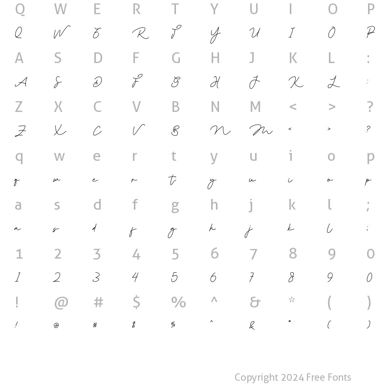 Character Map of Amster Mondy Regular