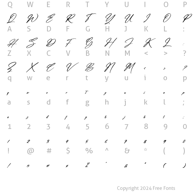 Character Map of Amsterdam Billionaire Italic